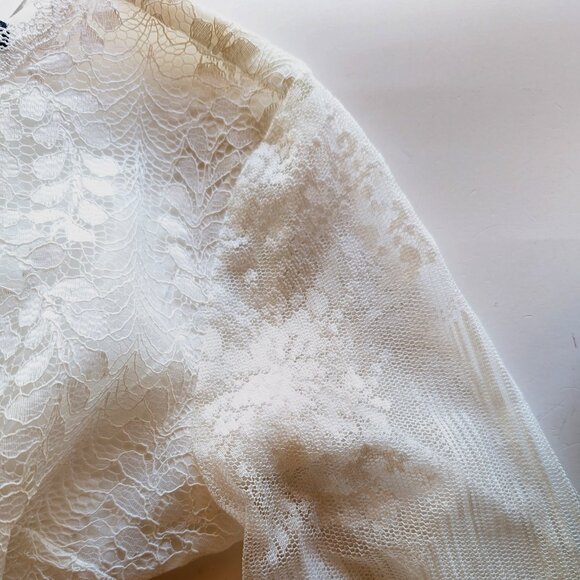 INA Anna-Rose dress Sz M white color LACE UPPER (front + back) SHEER SLEEVES NWT - Picture 8 of 16